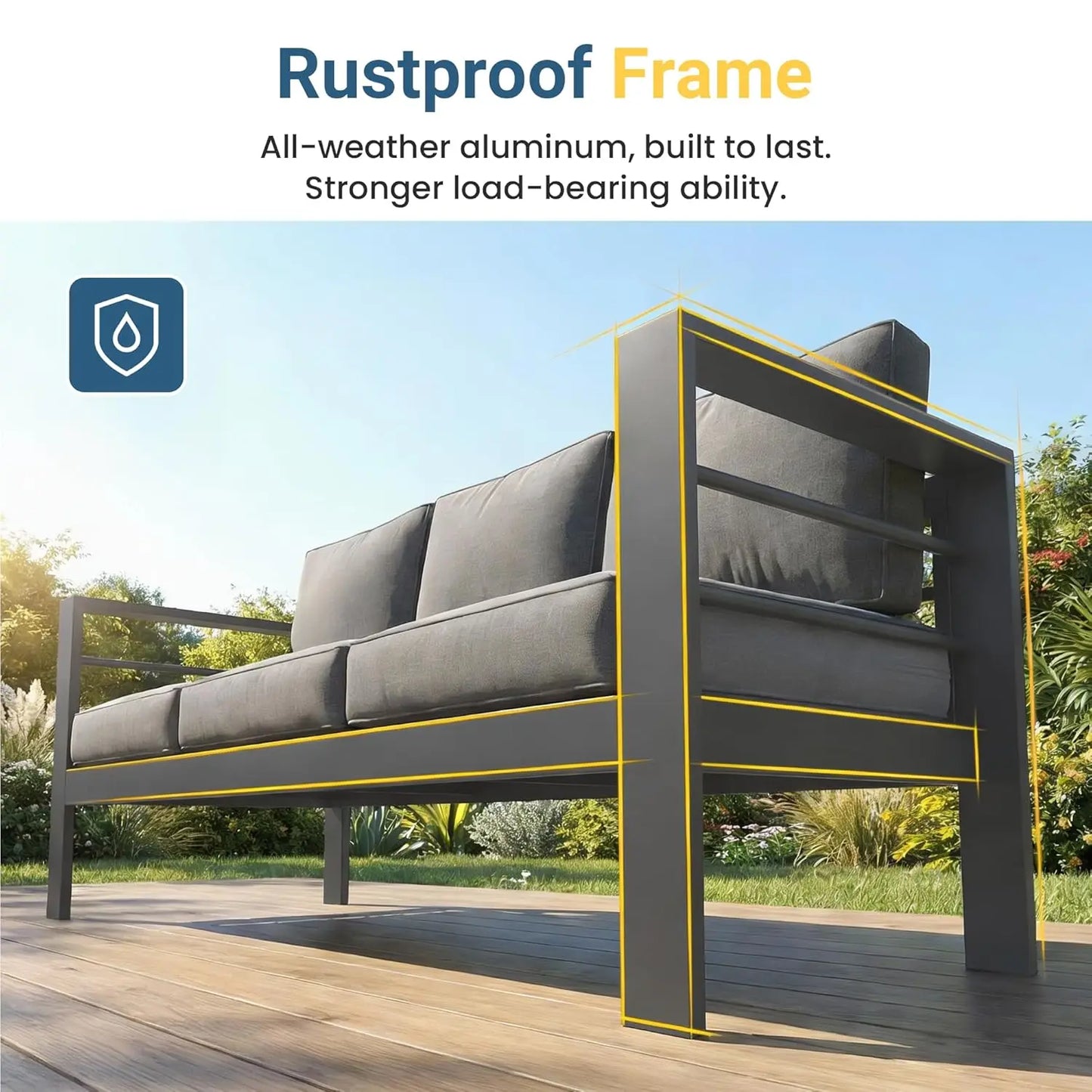 Aluminum Outdoor Patio Furniture Set, Oversized Patio Conversation Sets with Deep Seating and Wide Armrest, Outdoor, Customized