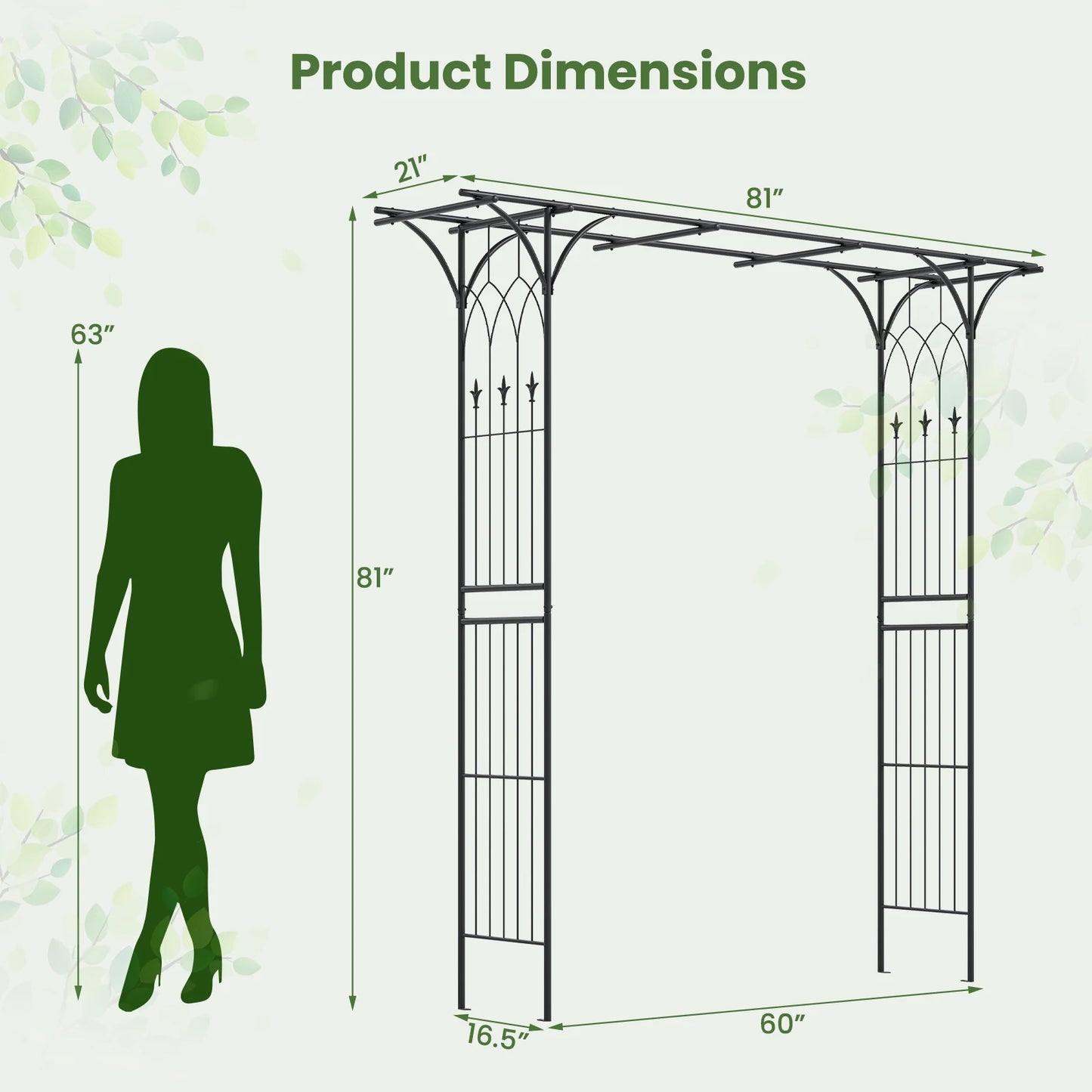 LIFEZEAL Garden Rose Arch Pergola Climbing Trellis Metal
