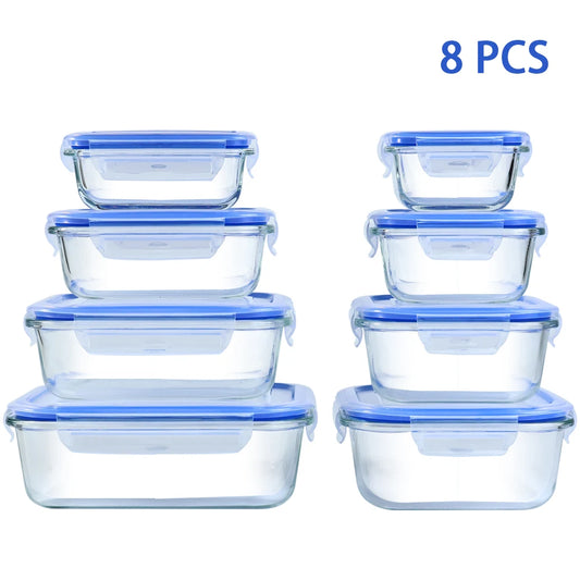 Glass Food Storage Containers Set Leakproof Airtight Microwave Safe Stackable