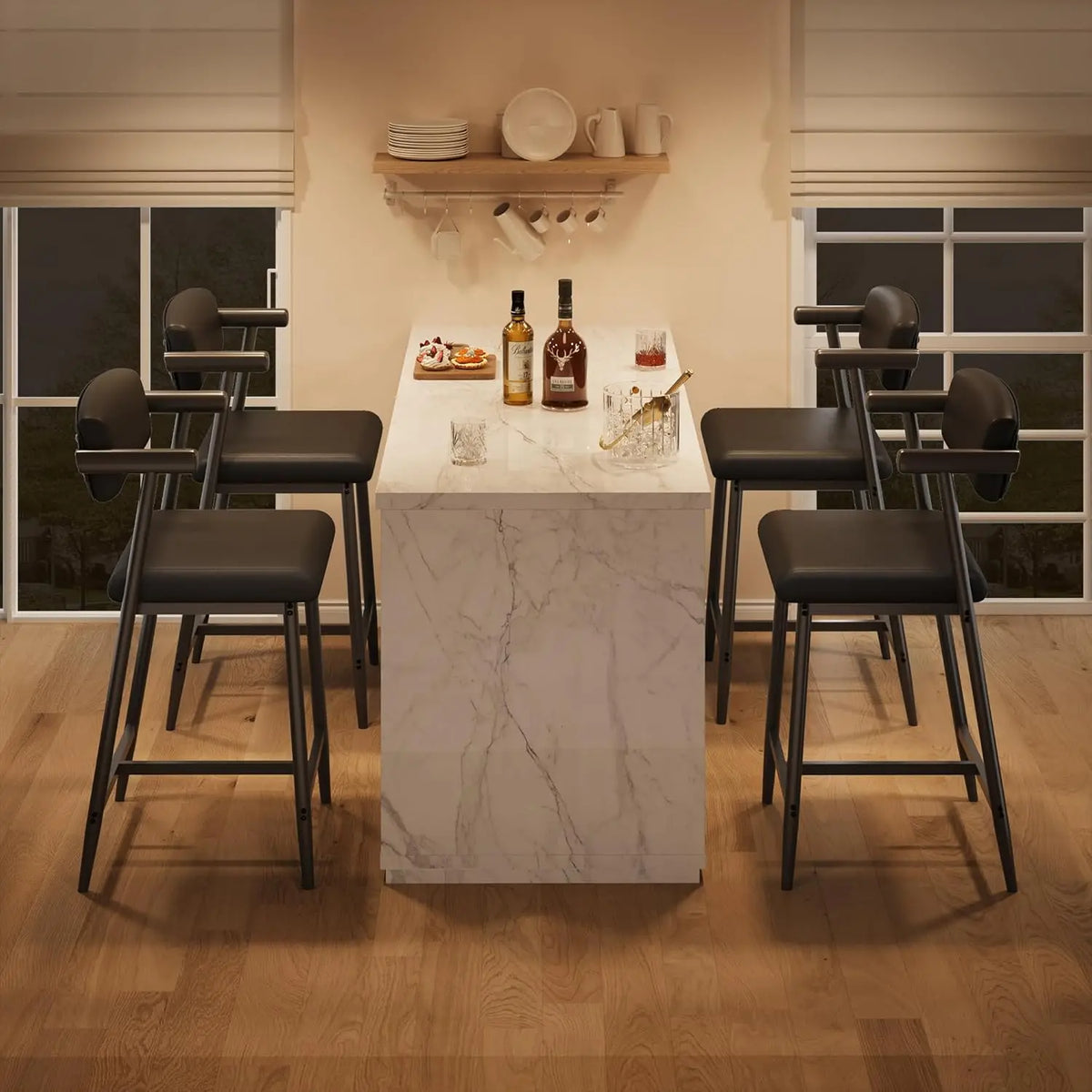 Twister Ck Upholstered Metal Bar Stools With Supportive Backrests