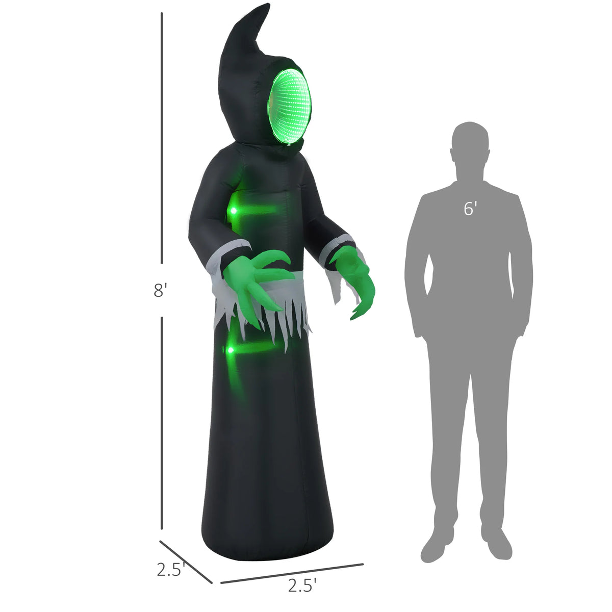 HOMCOM Inflatable Halloween Ghost Decoration With LED Outdoor Yard Display