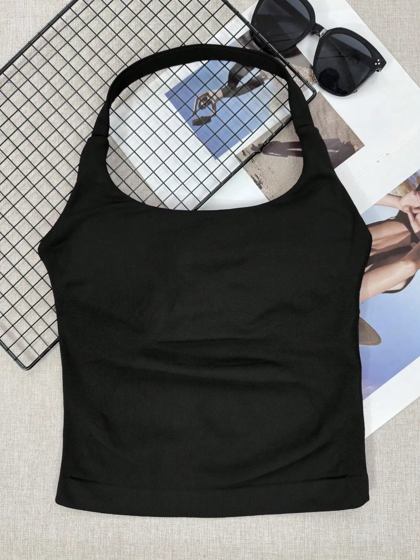 Seamless Long Camisole Sports Tank Top, Women, Built-In Removable Padded Bra, Yoga Workout Vest