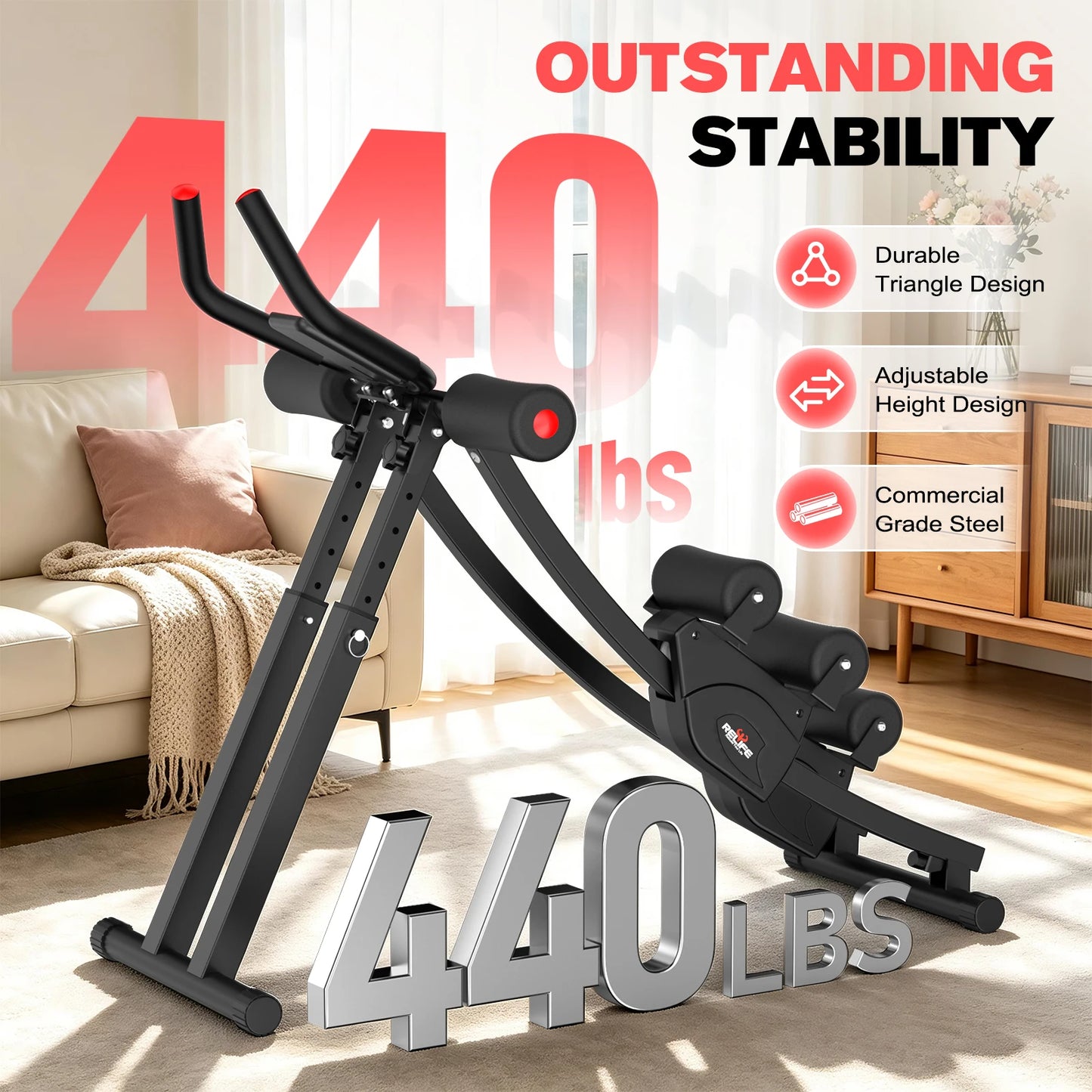 Dual Split-Track Ab Machine Core Trainer Home Fitness