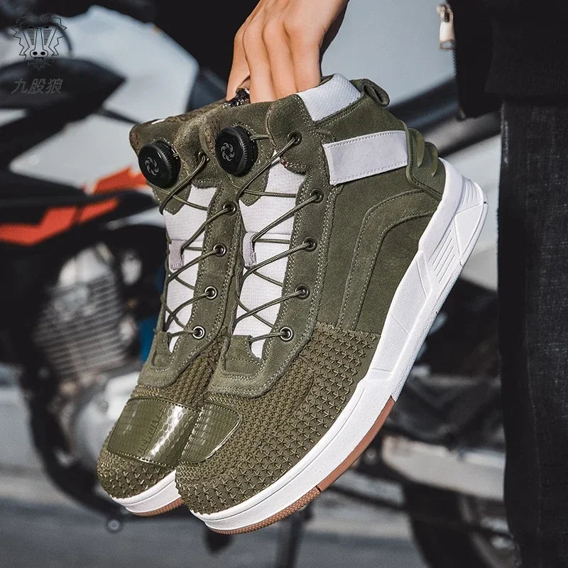 Brown Men's Sneakers Breathable Motocross Men Women Motorcyclist Shoes Casual Motorcycle Boots Boots Motorcycle Supplies