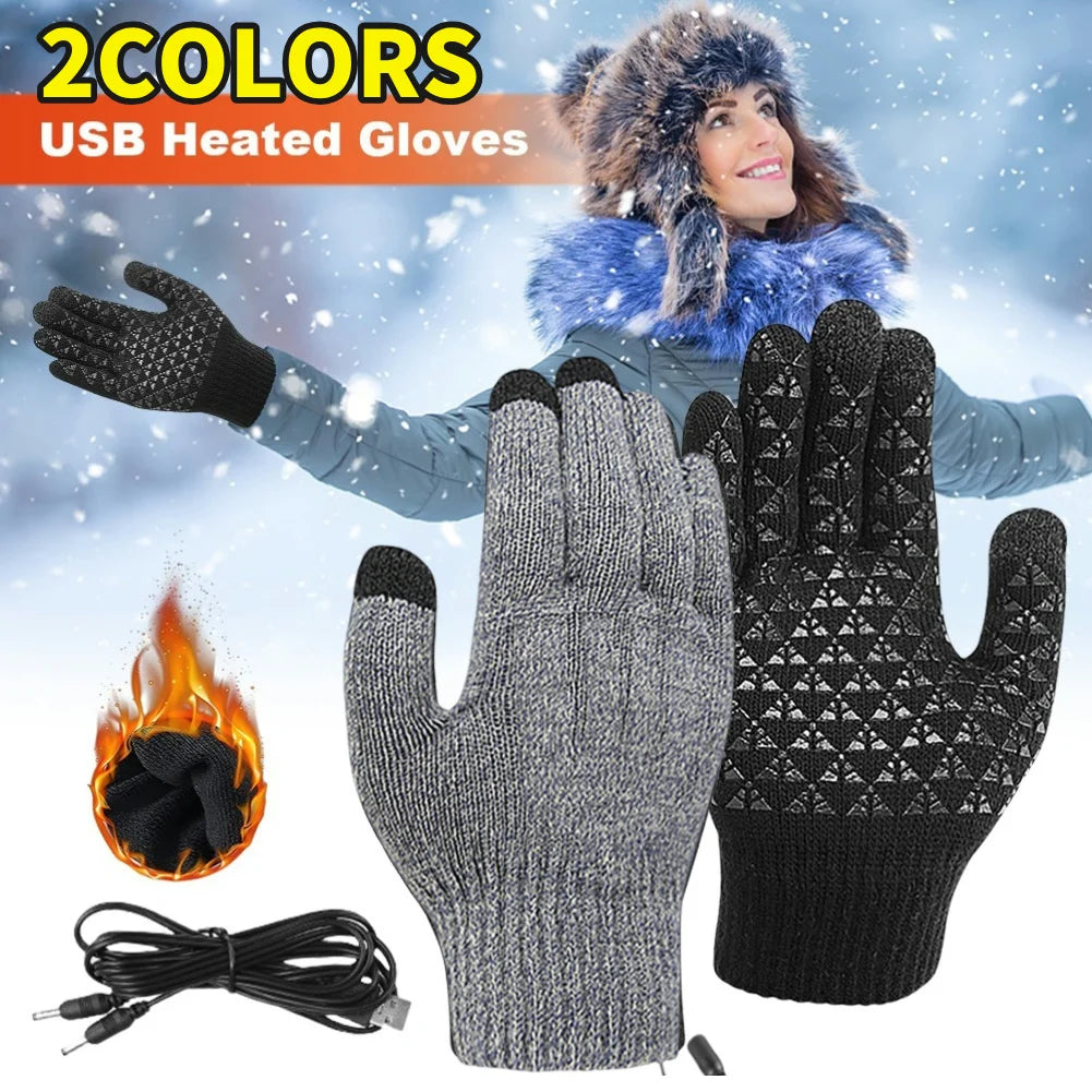 VODOOL Electric Heated Gloves Winter Warm Touchscreen USB Powered