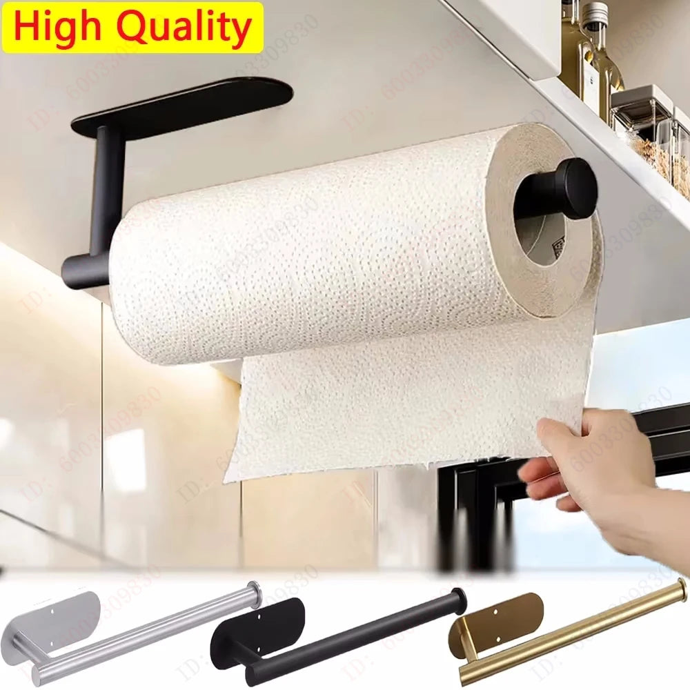 Adhesive Metal Paper Towel Holder With Bathroom Storage Rack