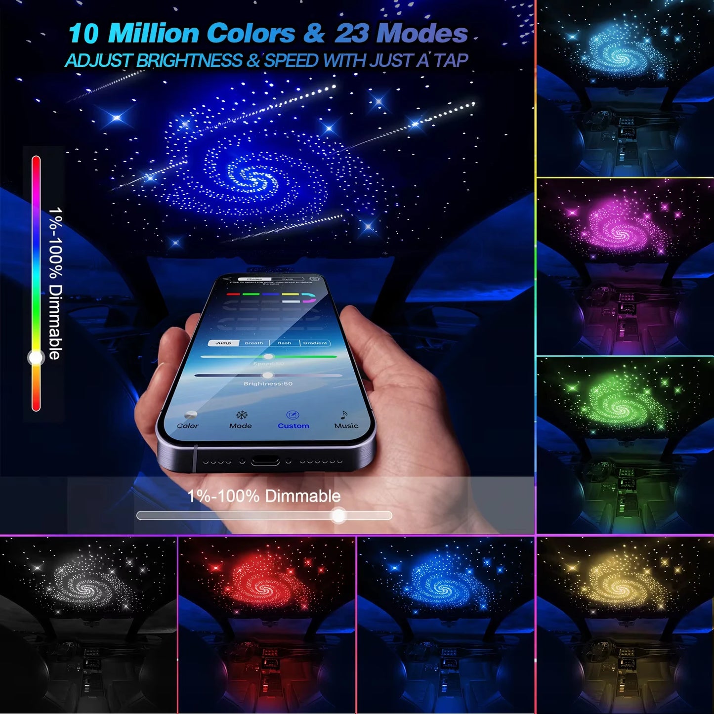 32W Twinkle Meteor 2 in 1 Starlight Headliner Light Kit, Fiber Optical Cable RGBW Light for Car/Home, APP/Remote Control ﻿