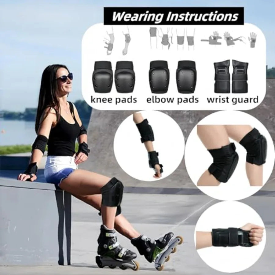 Adult Knee And Elbow Pads With Wrist Guards Protective Gear