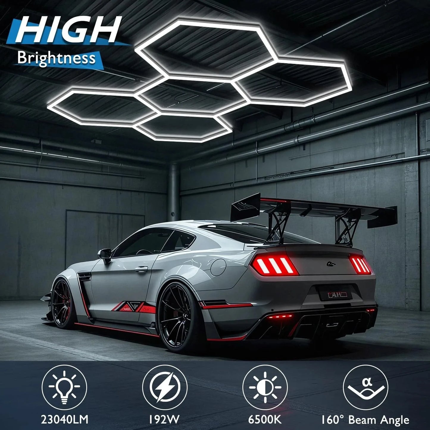 Hexagon LED Garage Light For Workshop And Car Detailing