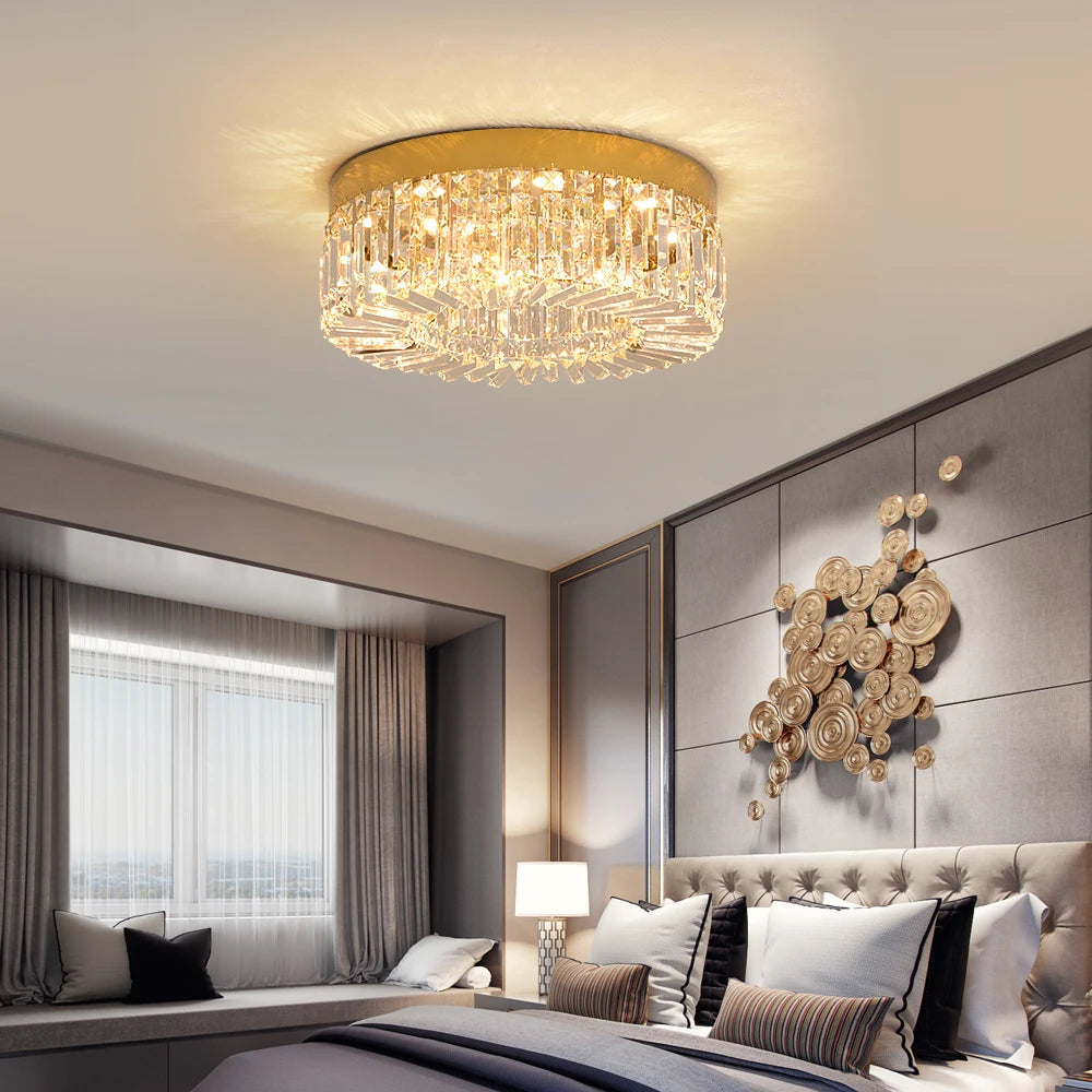 Gold Luxury Crystal Ceiling Lamp Living Room Modern Chandeliers Decoration Led Ceiling Lights Lighting Fixture Diameter 40 50cm