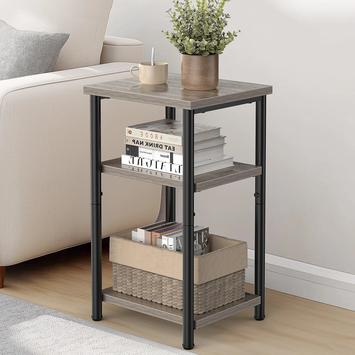 MCQ 3 Tier Living Room Coffee Table With Storage Shelf