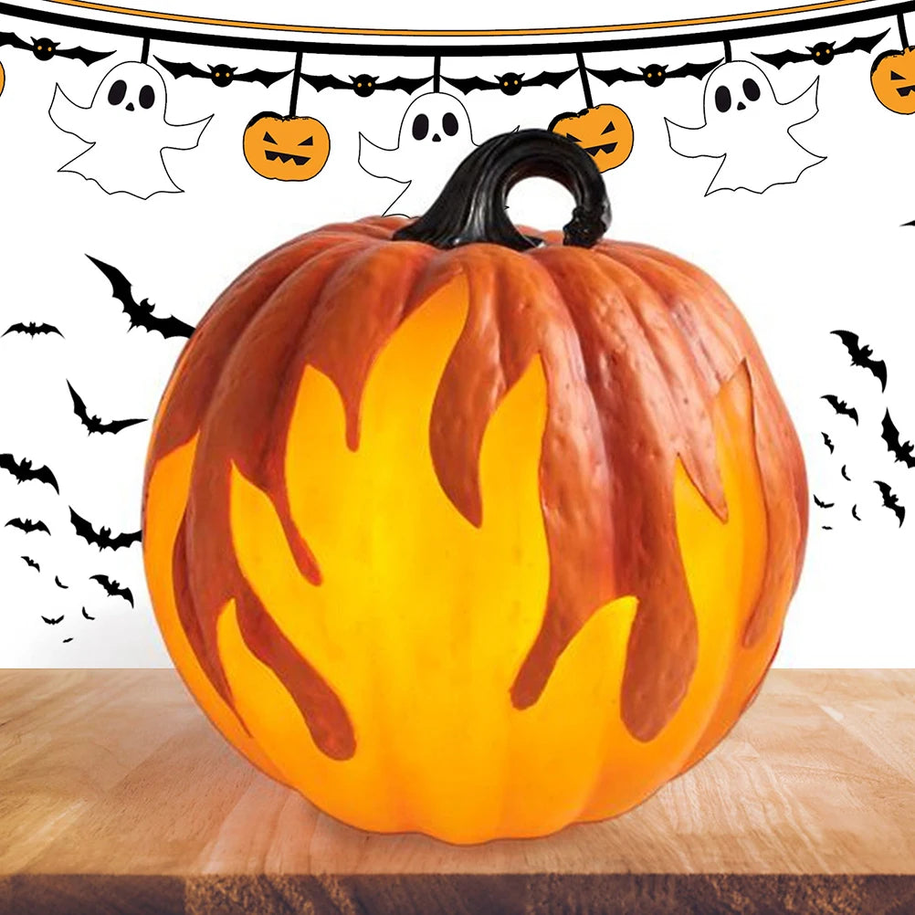 5Pcs Halloween Pumpkin Lantern Battery Operated Jack O Lantern Flame Lighted Pumpkin Party Favor for Halloween Home Decoration
