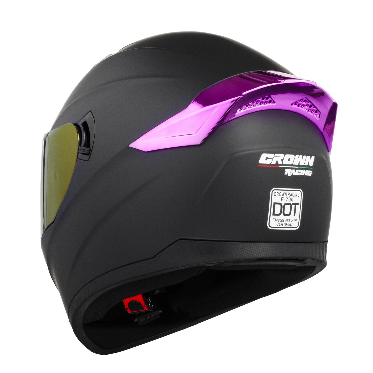 Crown Racing F-700 Full Face Motorcycle Helmet for Adults, DOT FMVSS 218 Certified Street Bike Helmet with Tinted Shield, Clear Replacement Visor and Removable Liner,Size M-XL