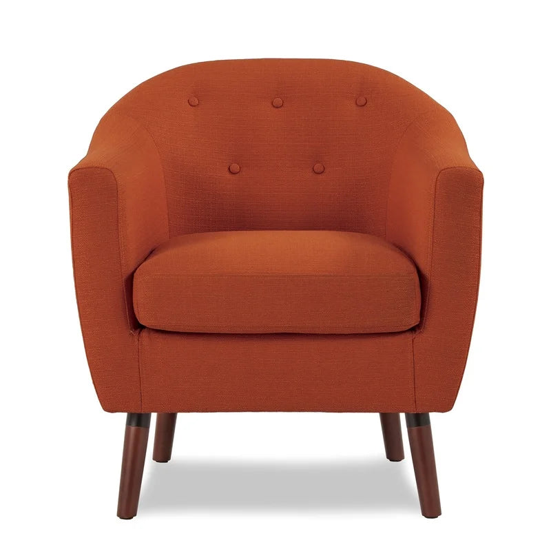 Button Tufted Upholstered Accent Chair With Solid Wood Legs