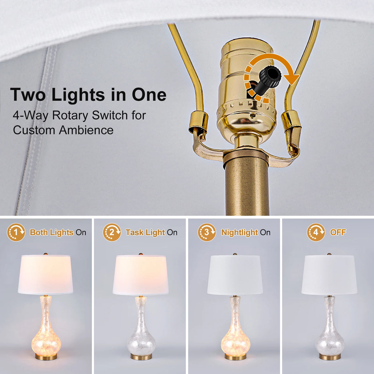 Opal Glass Table Lamp for Bedroom and Living Room Decor