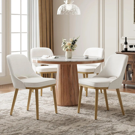 Modern Upholstered Dining Chairs Set of 4 With Open Back