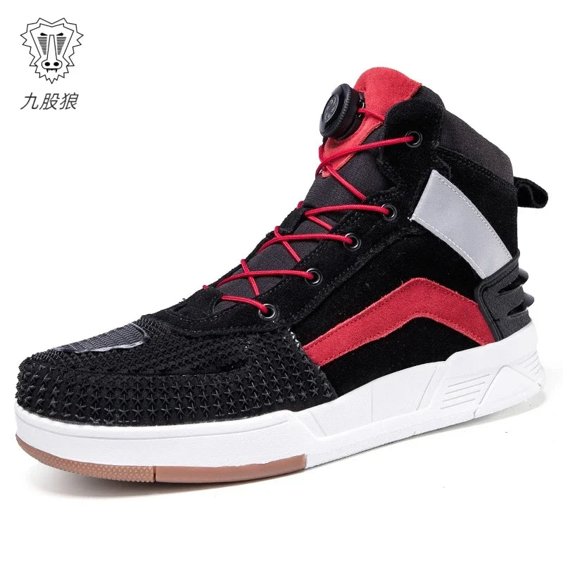 Brown Men's Sneakers Breathable Motocross Men Women Motorcyclist Shoes Casual Motorcycle Boots Boots Motorcycle Supplies