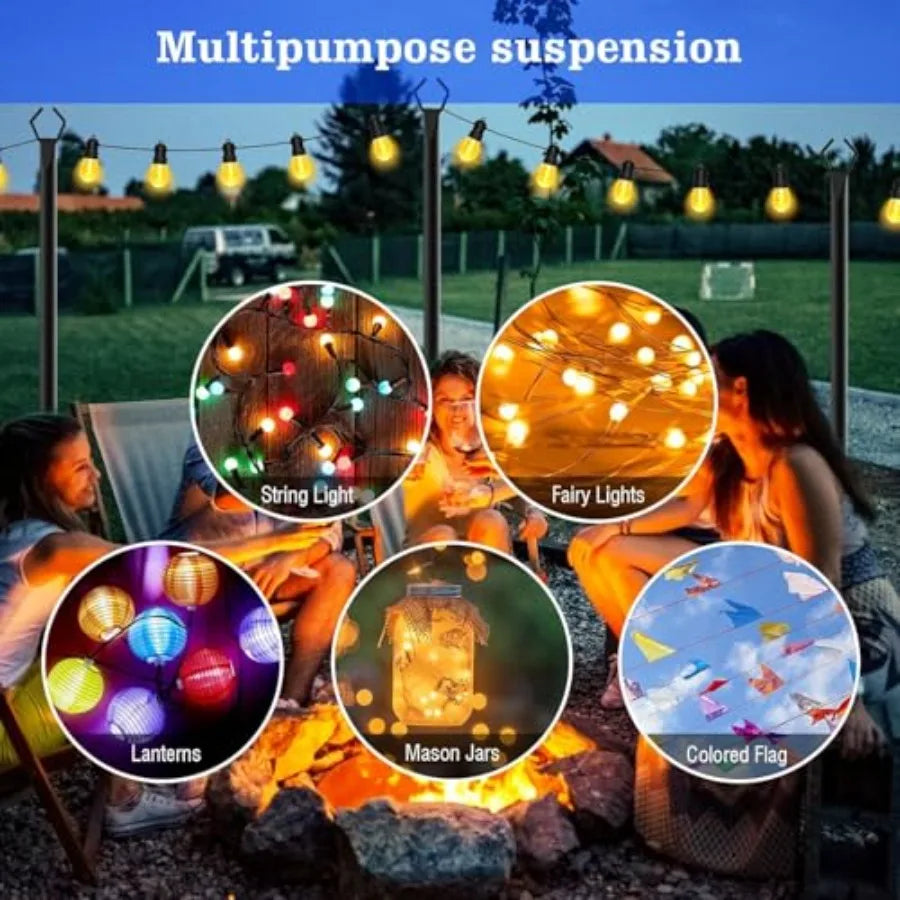 Outdoor String Light Poles With Fork Stand For Patio