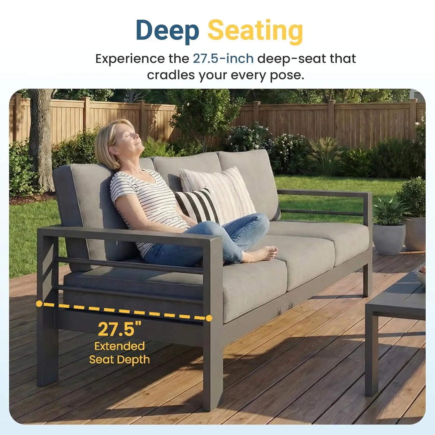 Aluminum Outdoor Patio Furniture Set, Oversized Patio Conversation Sets with Deep Seating and Wide Armrest, Outdoor, Customized
