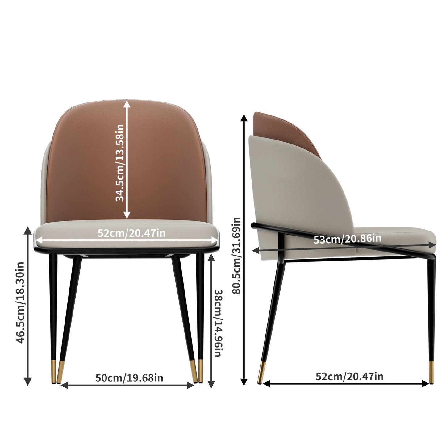 Modern Faux Leather Dining Chairs With Wood Back Two Pack