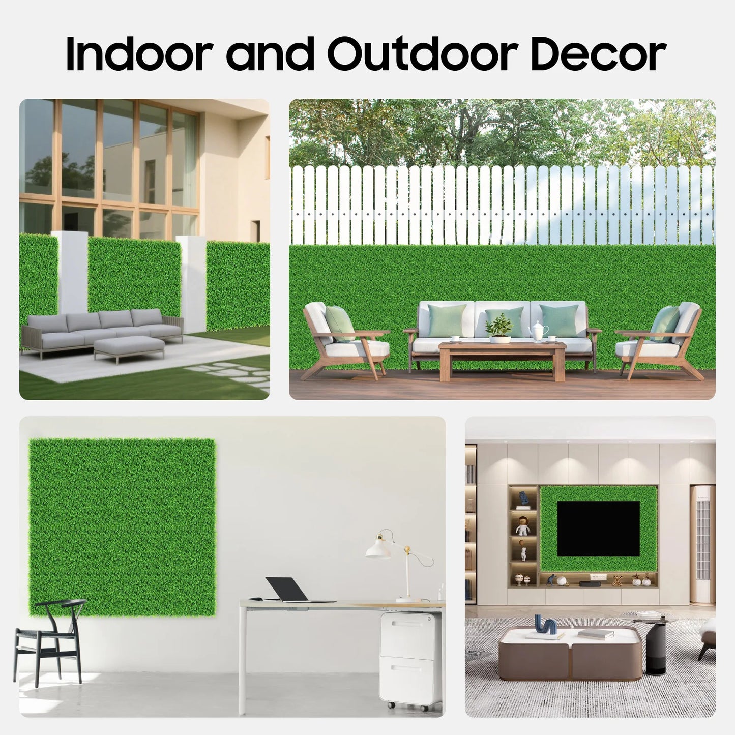 Boxwood Grass Wall Panels UV Resistant 12 Pieces Indoor Decor