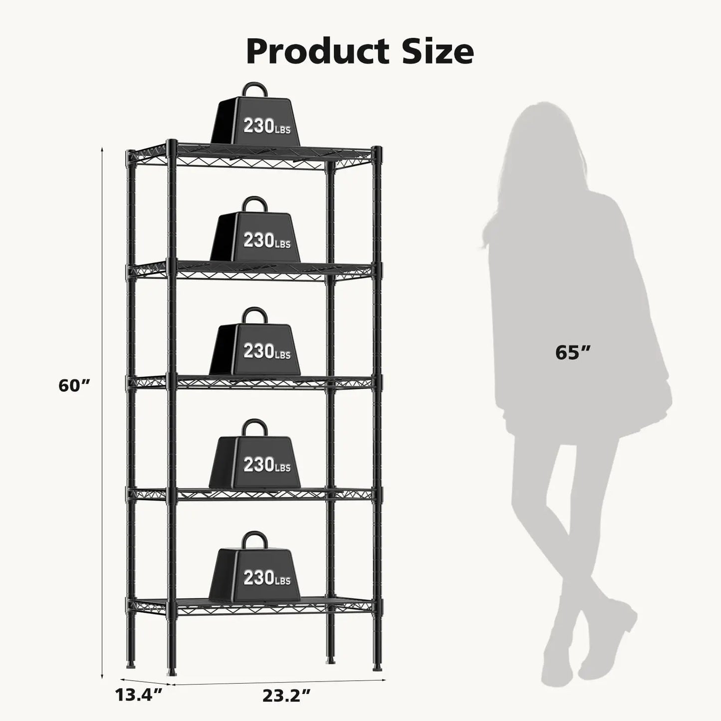 JHK 3-5 Tier Metal Wire Storage Shelves Adjustable Storage Racks Heavy Duty Standing Shelf Organizer for Living Room and Kitchen