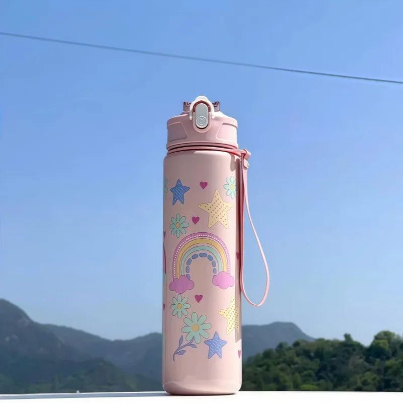 Dinosaur Kids Water Bottle Leakproof Sippy Cup With Silicone Straw