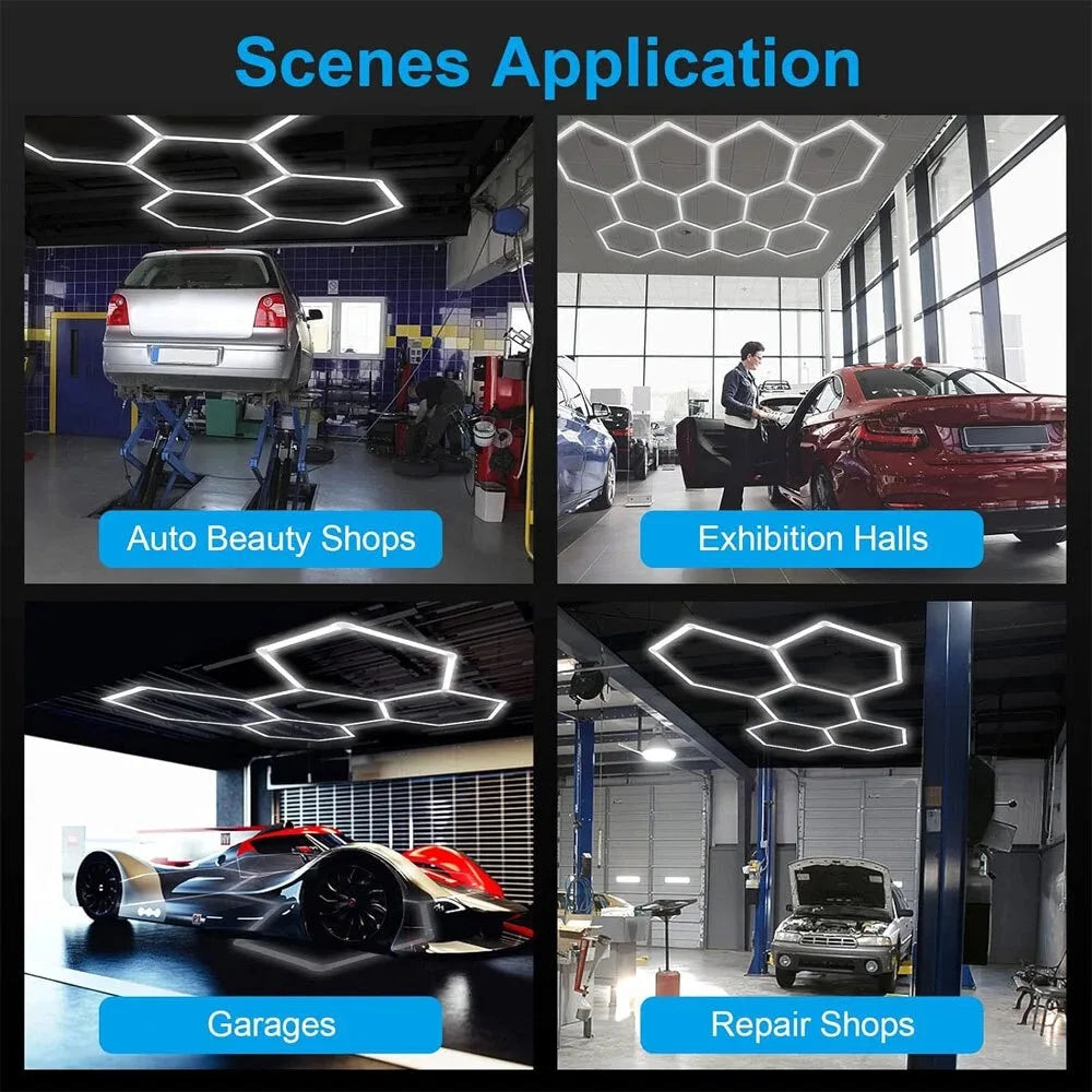 Hexagon LED Garage Light For Workshop And Car Care