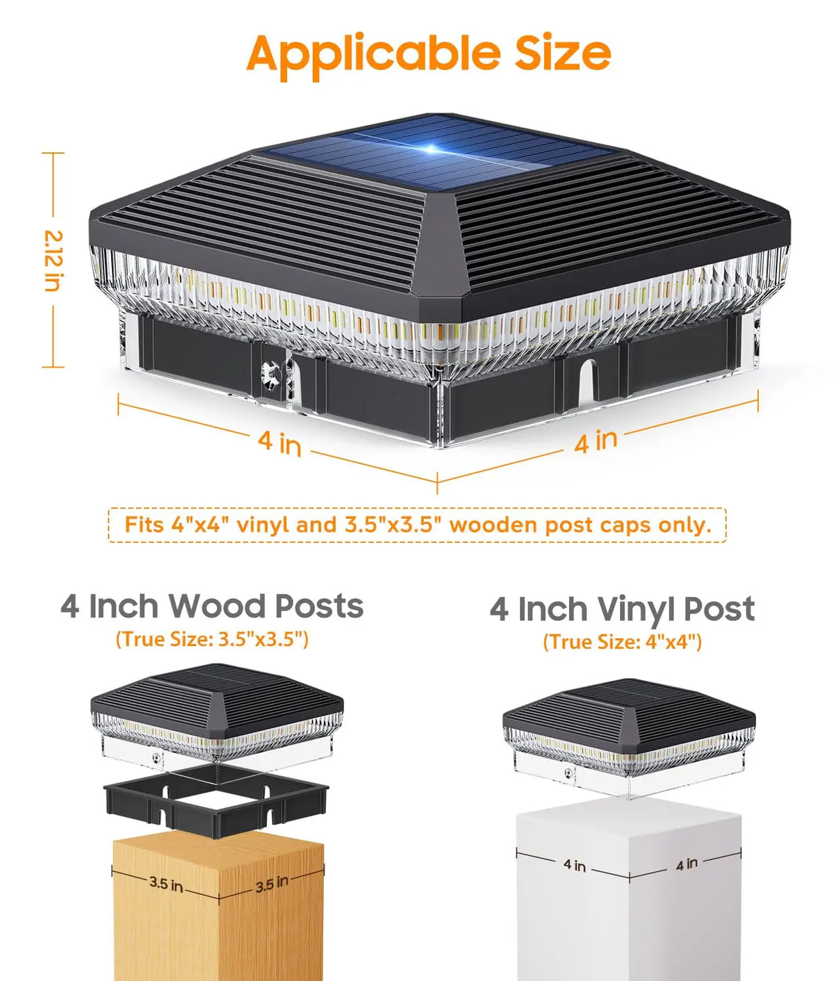 KPSTEK Solar Post Cap Lights Waterproof Outdoor Fence Lighting