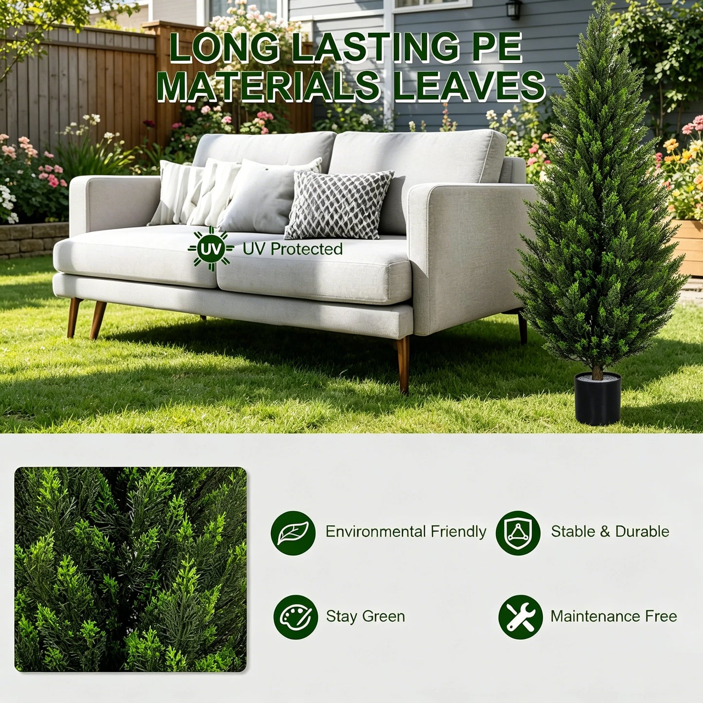 Artificial Cedar Topiary Tree 2/3/4/5/6FT Faux Evergreen Cypress Plant with Realistic Green Leaves, Outdoor Fake Shrub Bush for Front Porch, Garden, Patio, Home Office Halloween Christmas Decor