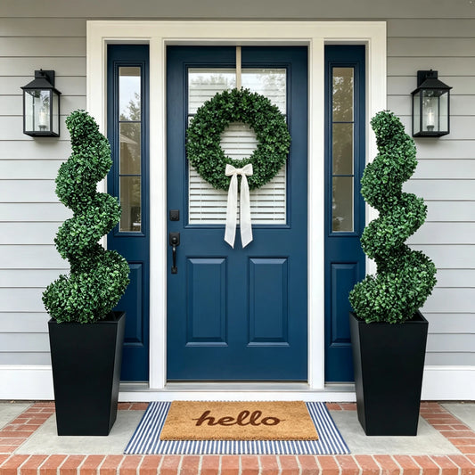 Olitree Spiral Artificial Boxwood Topiary Tree With Planter