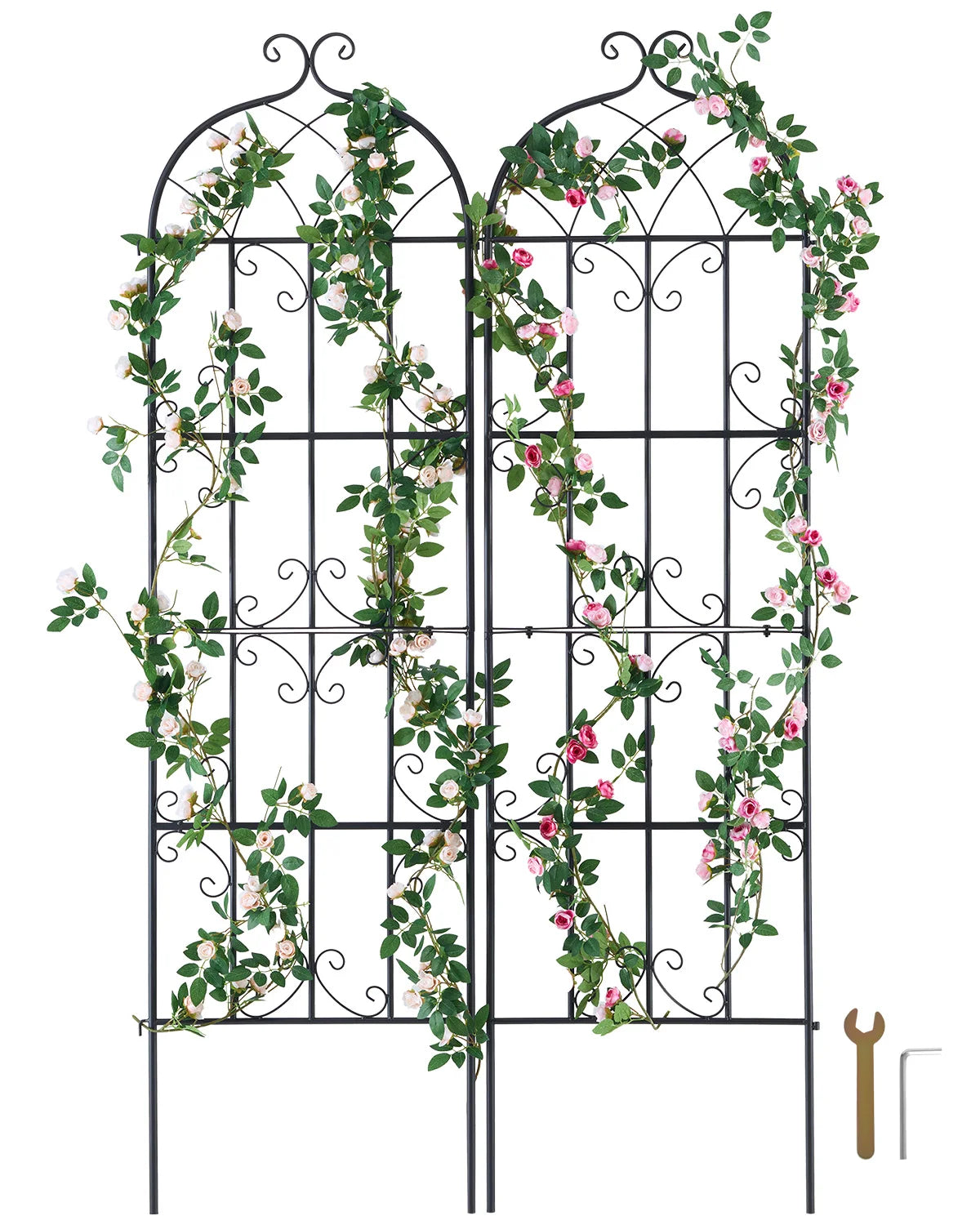 SucceBuy Garden Trellis for Climbing Plants 71x20in Rustproof Metal Flower Trellis Decorative Clematis Trellis for Courtyard