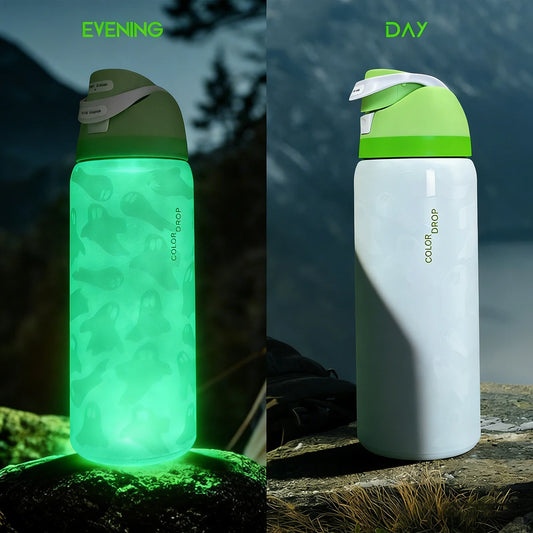 Nightlight Ghost Stainless Steel Insulated Water Bottle With Straw Outdoor