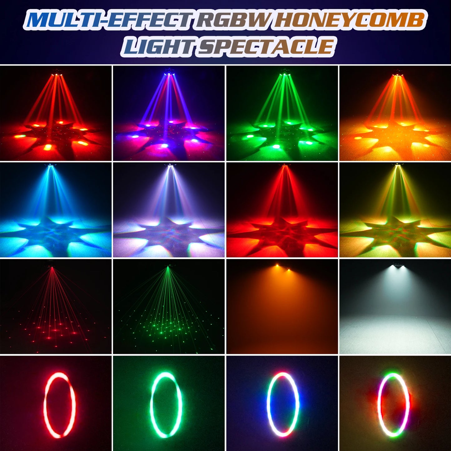 U'King 150W 6-Arm RGBW Moving Head Light DMX Strobe Stage Light Ring Effect