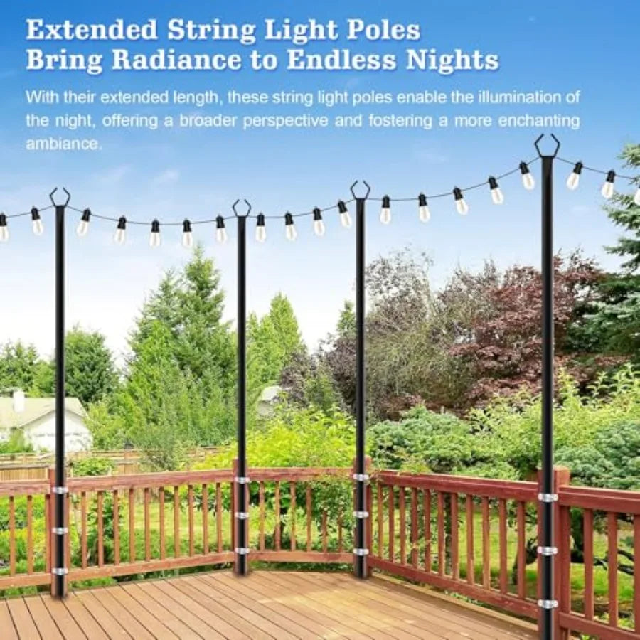 Outdoor String Light Poles With Fork Stand For Patio