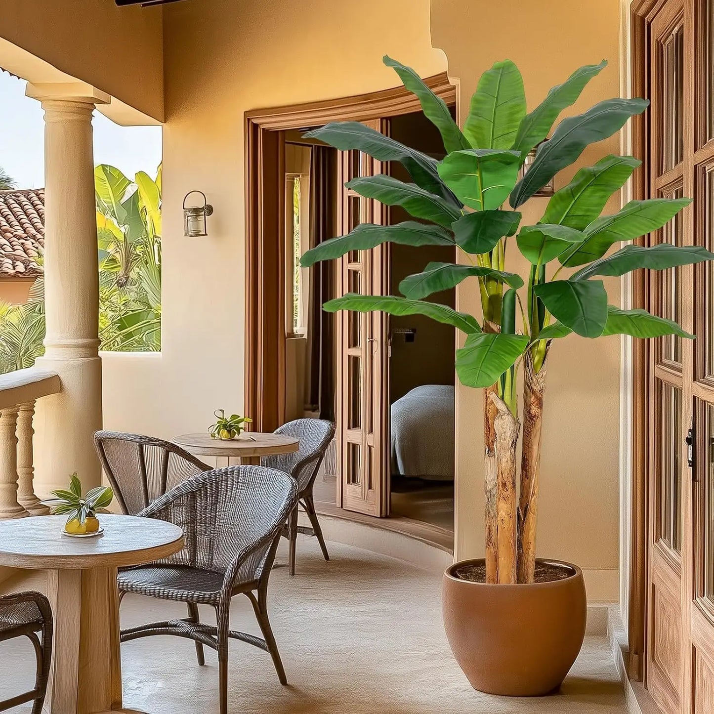 HiMISS Artificial Banana Tree In Planter For Home And Office Decor