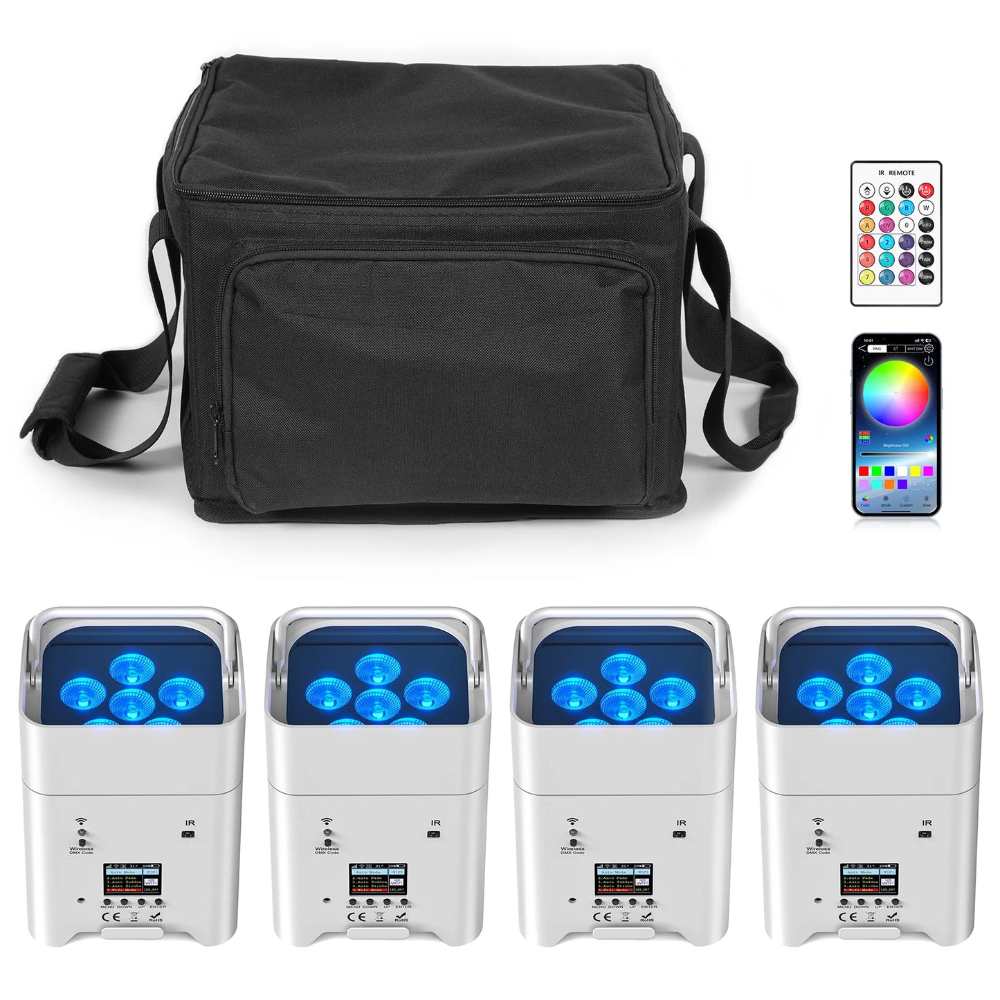 U'King RGBWA+UV LED Par Light 6x18W DMX Battery Wireless