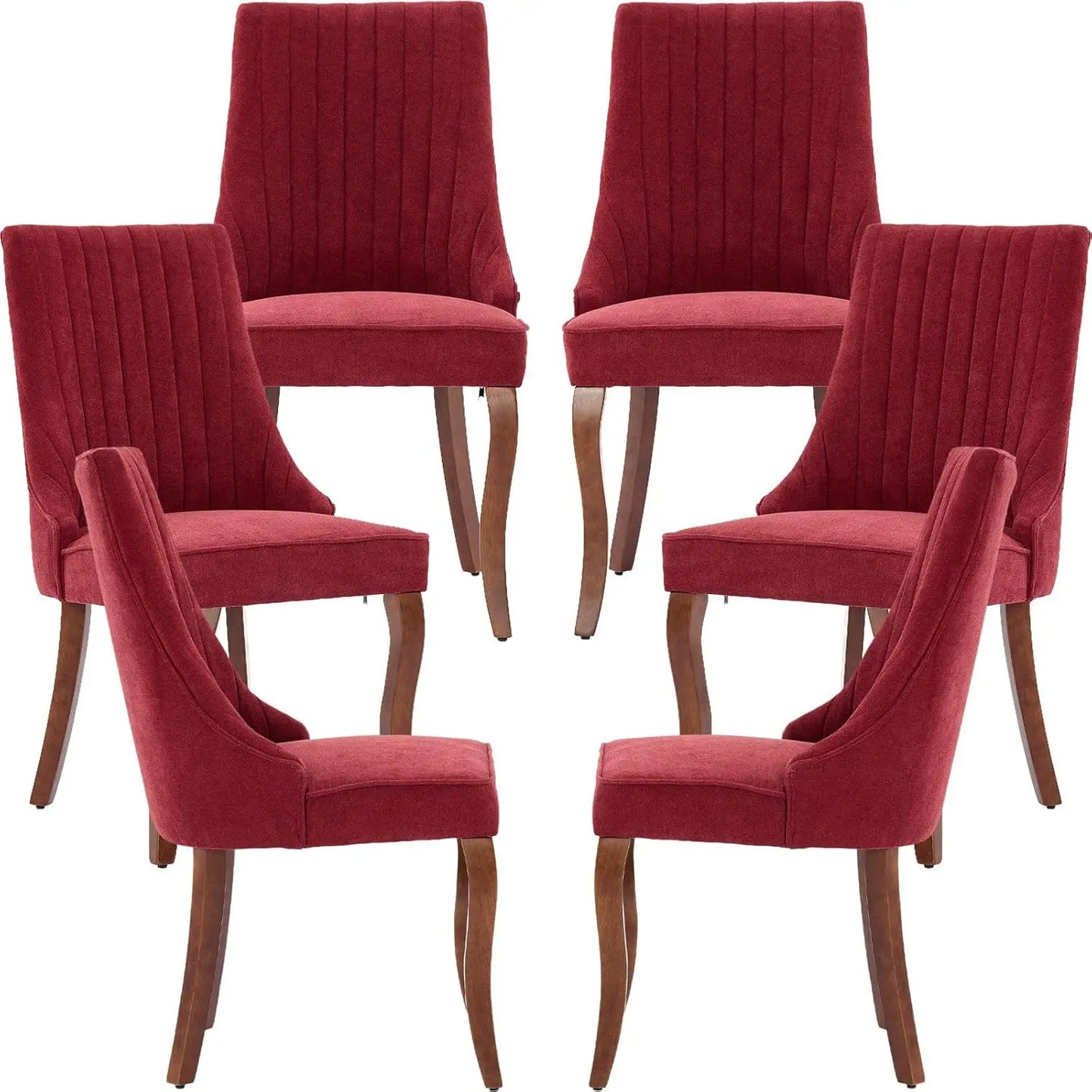 Velvet Upholstered Dining Chairs Set Of 6 With Wood Legs