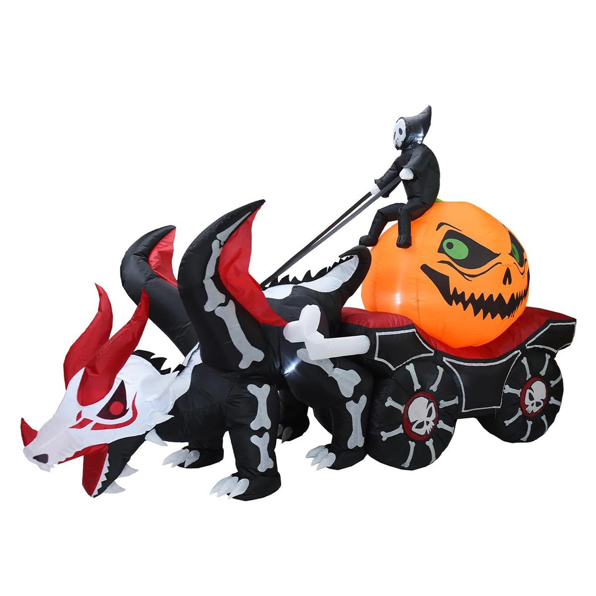 HiMISS Halloween Grim Reaper Dragon Carriage Inflatable With LED Lights