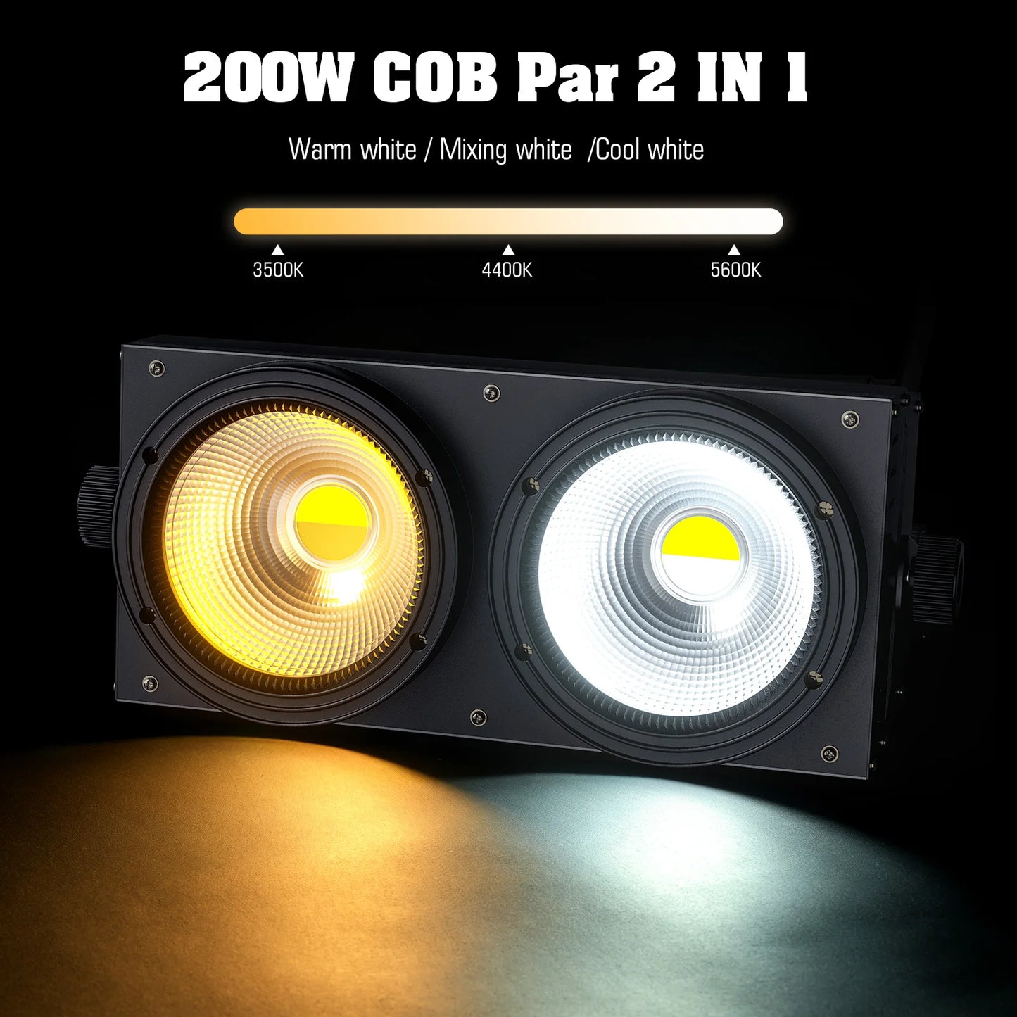 U'King 200W COB Par Light DMX Stage Lighting Dual 100W Blinders