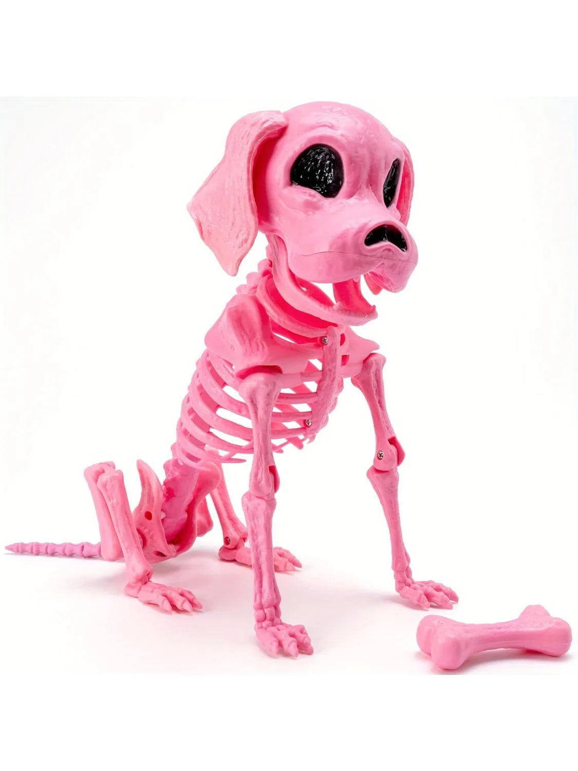 Posable Halloween Dog Skeleton Full Body Posable Joints Skeleton Puppy for Indoor Outdoor Skeleton Decorations Graveyard Party Haunted House Party Decor(9.8" X 4.7" X 12.6")