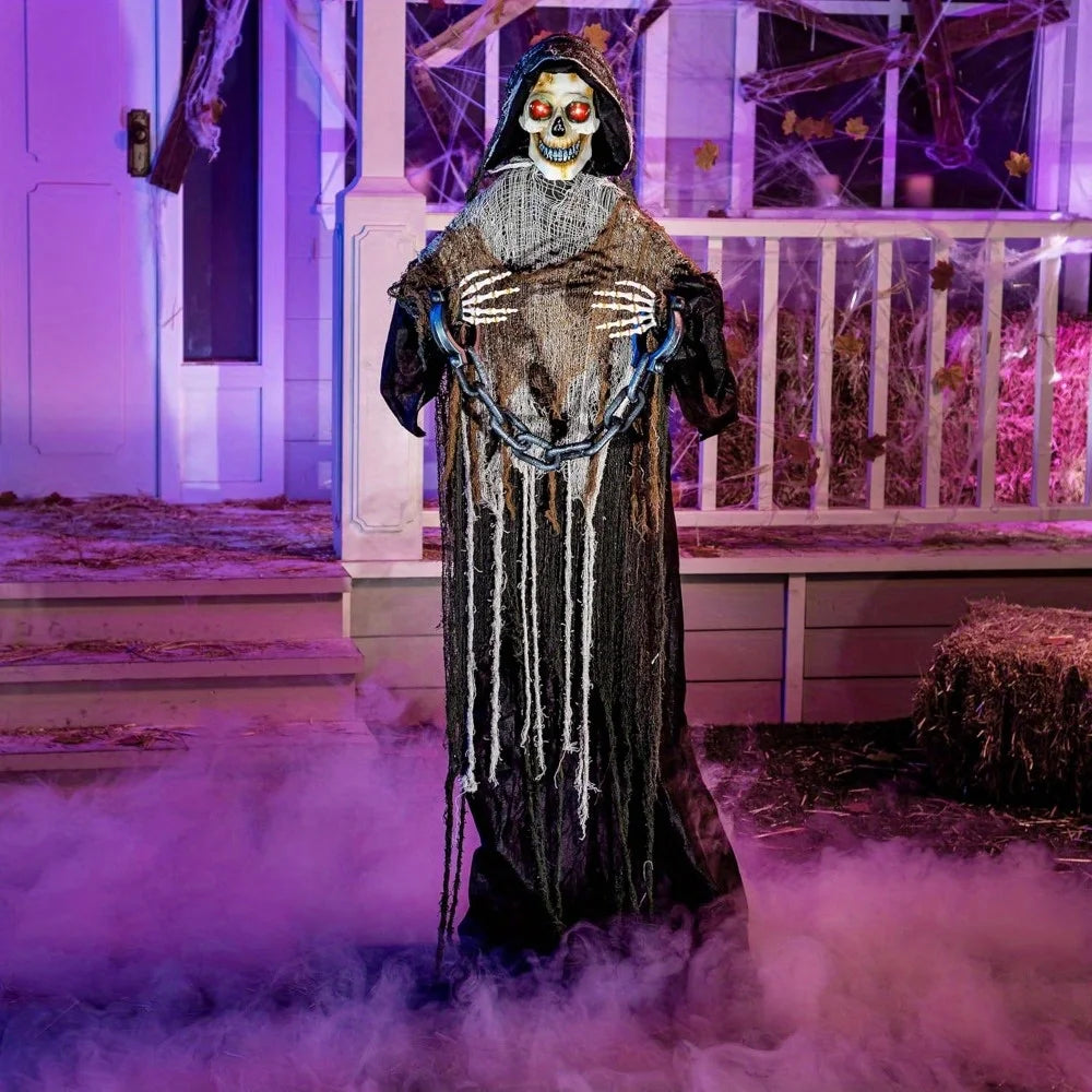 Joyfy Grim Reaper Animatronic Halloween Decoration With Chain Sound