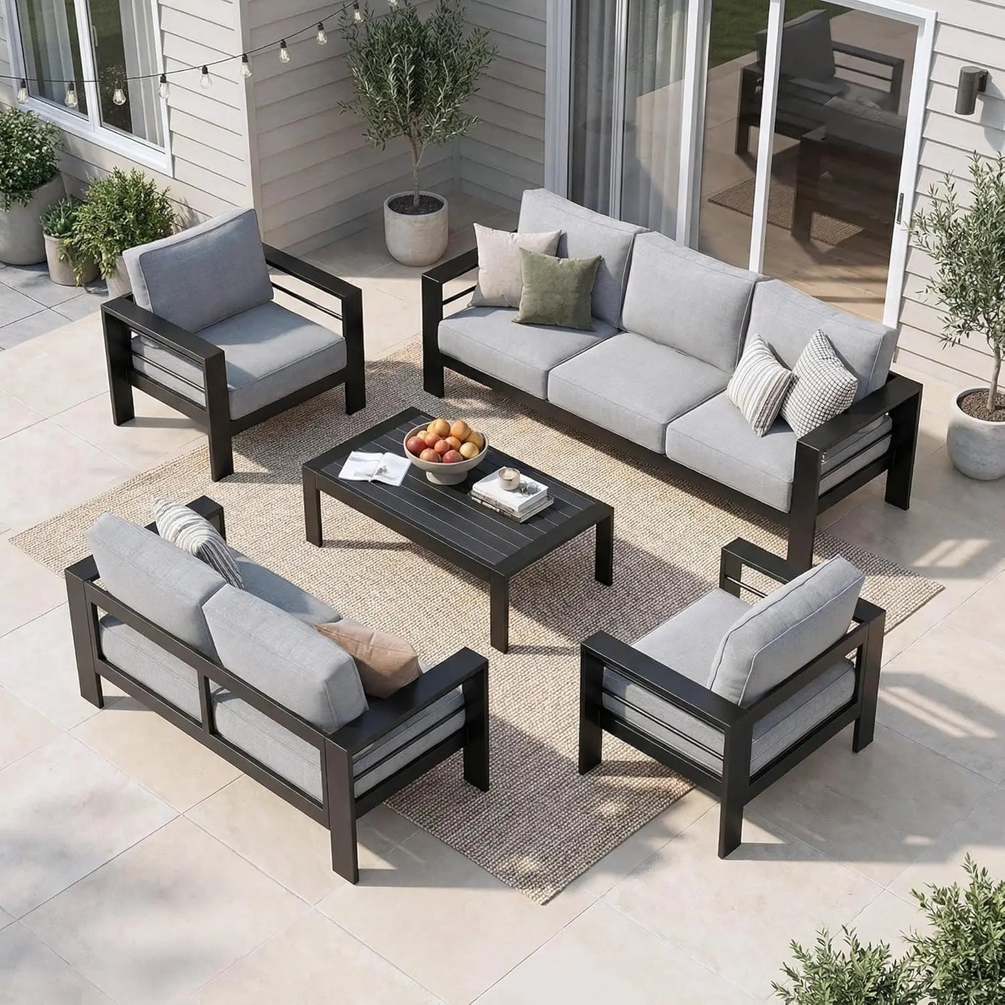 XIAOLANG Outdoor Patio Furniture Set Rattan Wicker Modern Garden