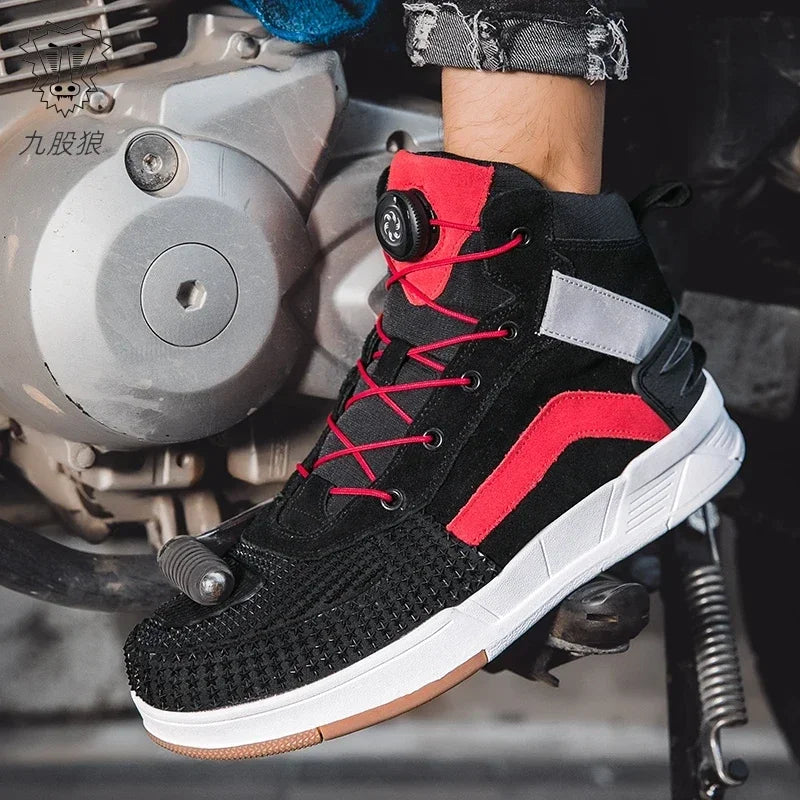 Brown Men's Sneakers Breathable Motocross Men Women Motorcyclist Shoes Casual Motorcycle Boots Boots Motorcycle Supplies