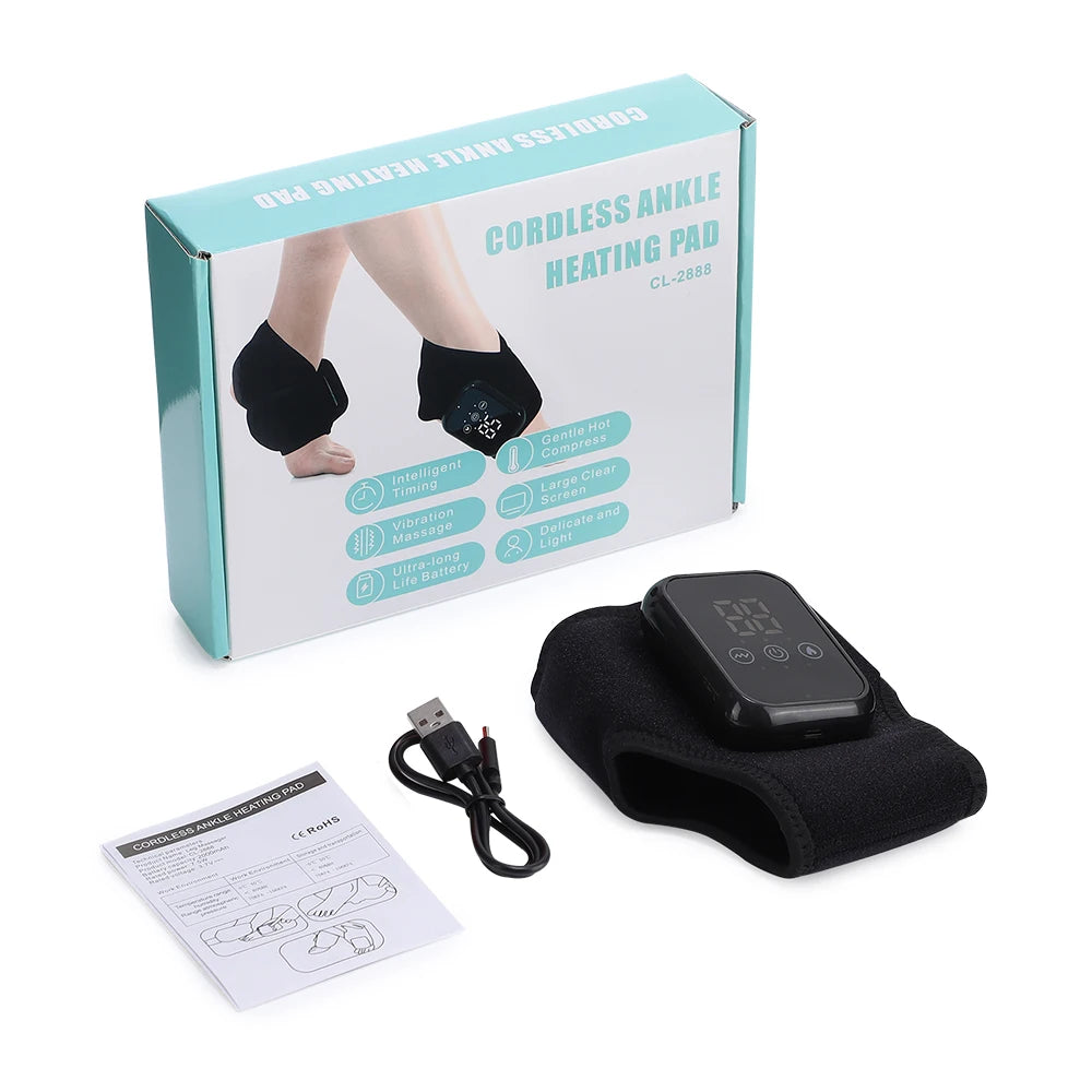 Cordless Heated Ankle Brace 3 Levels Hot Compress Vibration Foot And Ankle Protector Support Braces For Plantar Fasciitis Relief Foot Care
