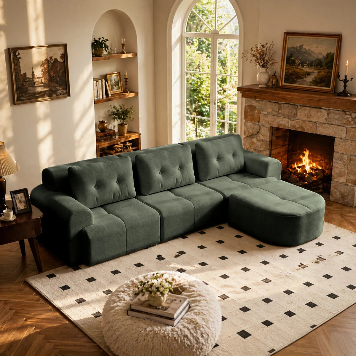 112.2" Convertible Modular Sectional Sofa, L-Shaped Couch with Chaise Lounge, Multifunctional Living Room Furniture