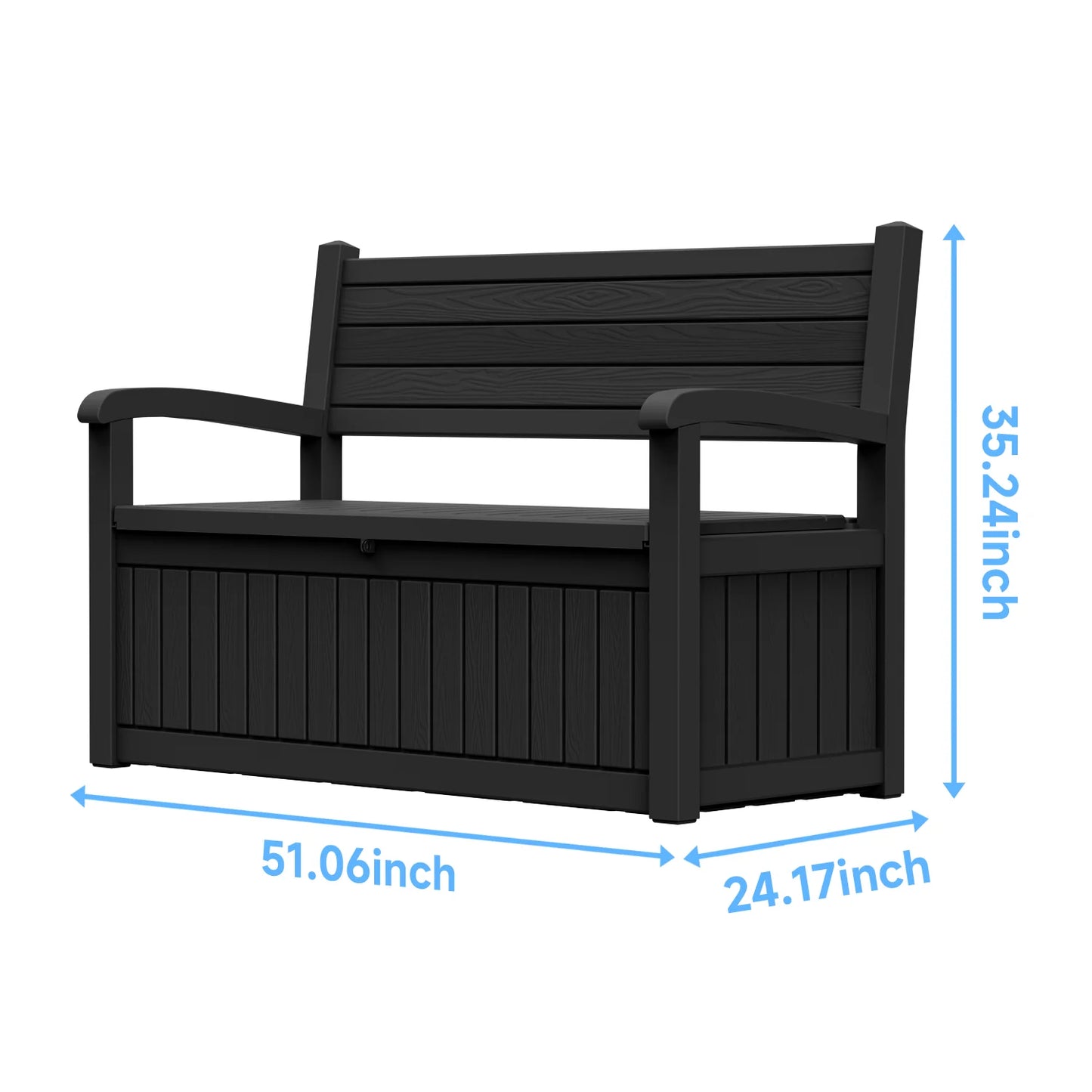 Outdoor Patio Storage Bench Plastic Weather Resistant Bench with Storage Space for Backyard Garden Poolside