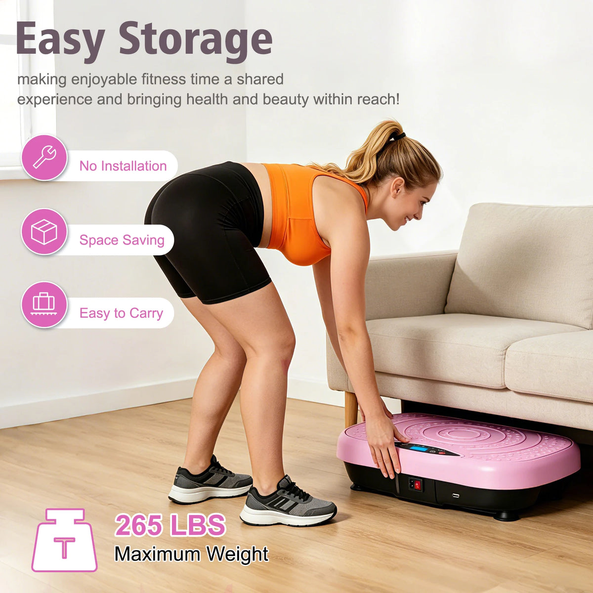 Portable Vibration Plate With Resistance Bands For Full Body Fitness