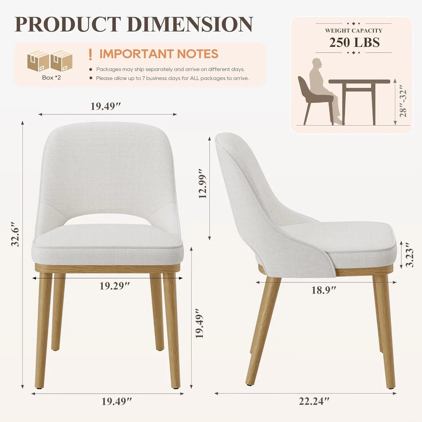 Modern Upholstered Dining Chairs Set Of 4 With Open Back