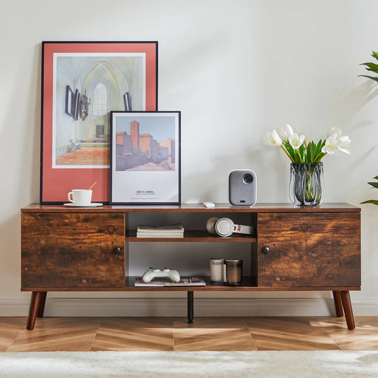 MCQ Modern Wooden TV Stand With Adjustable Storage Shelf